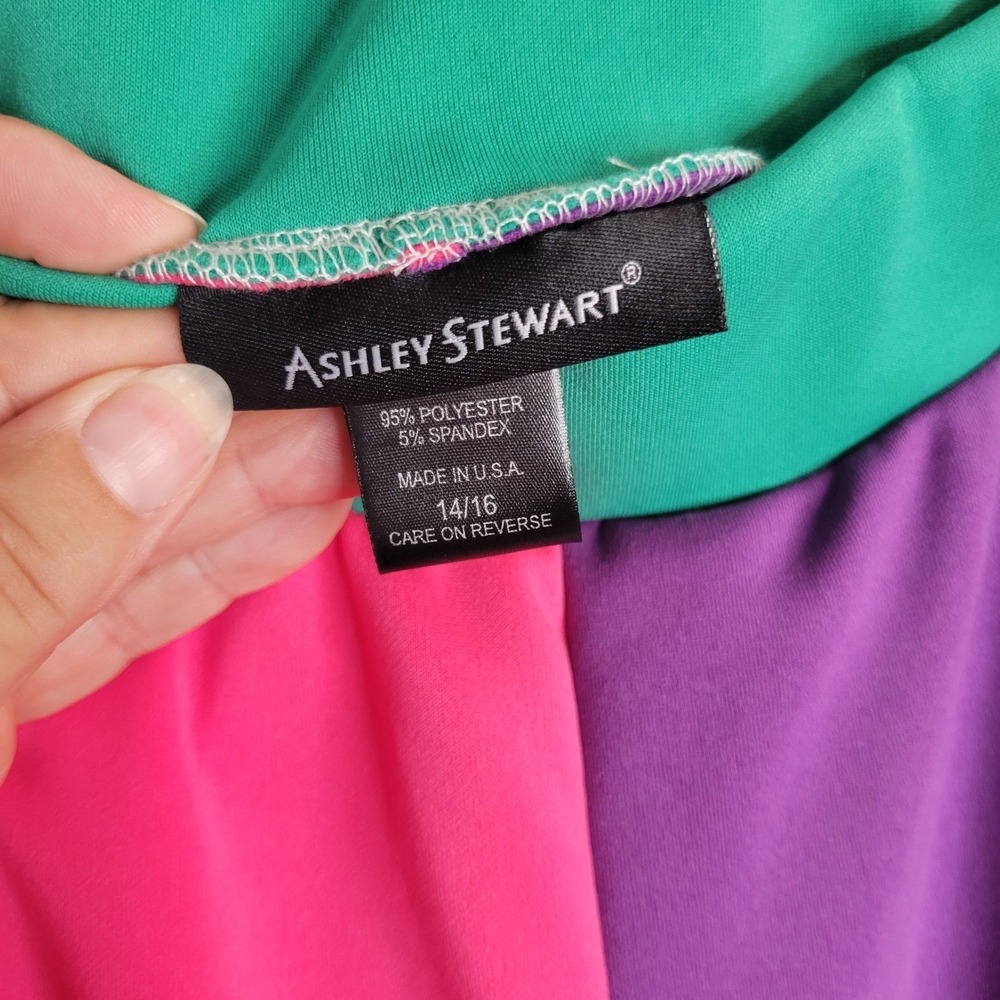 Ashley Stewart Womens Colorblock Tracksuit Set Short Sleeve Hoodie Joggers 14/16 - Picture 4 of 16